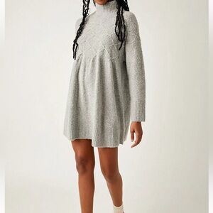 Free People Sweater Dress Jaci in Grey Wool Blend Size Small